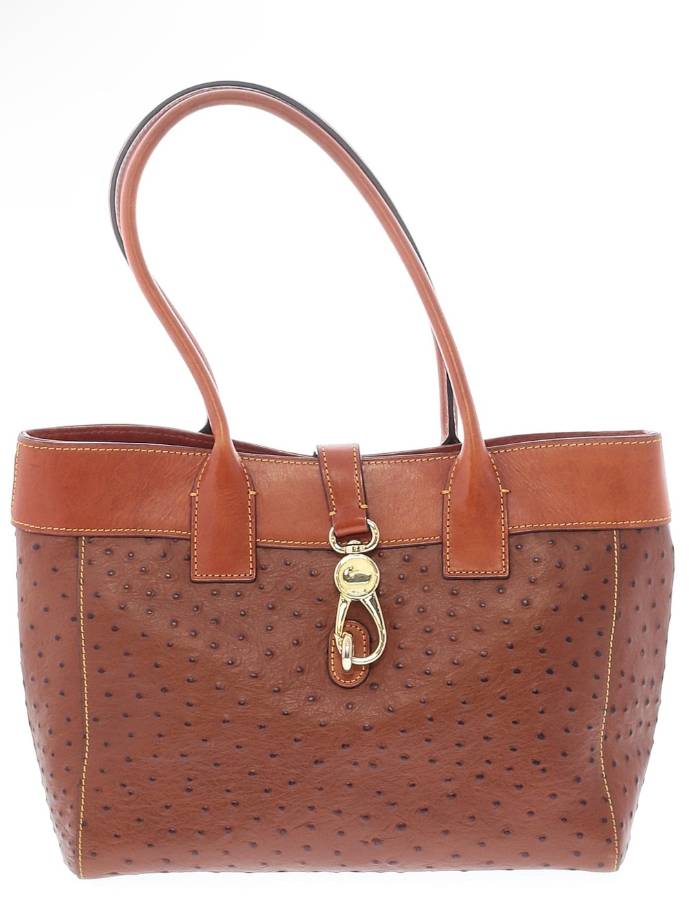 Dooney & Bourke Amelie Cognac Ostrich Leather Tote - Picture 3 of 3
